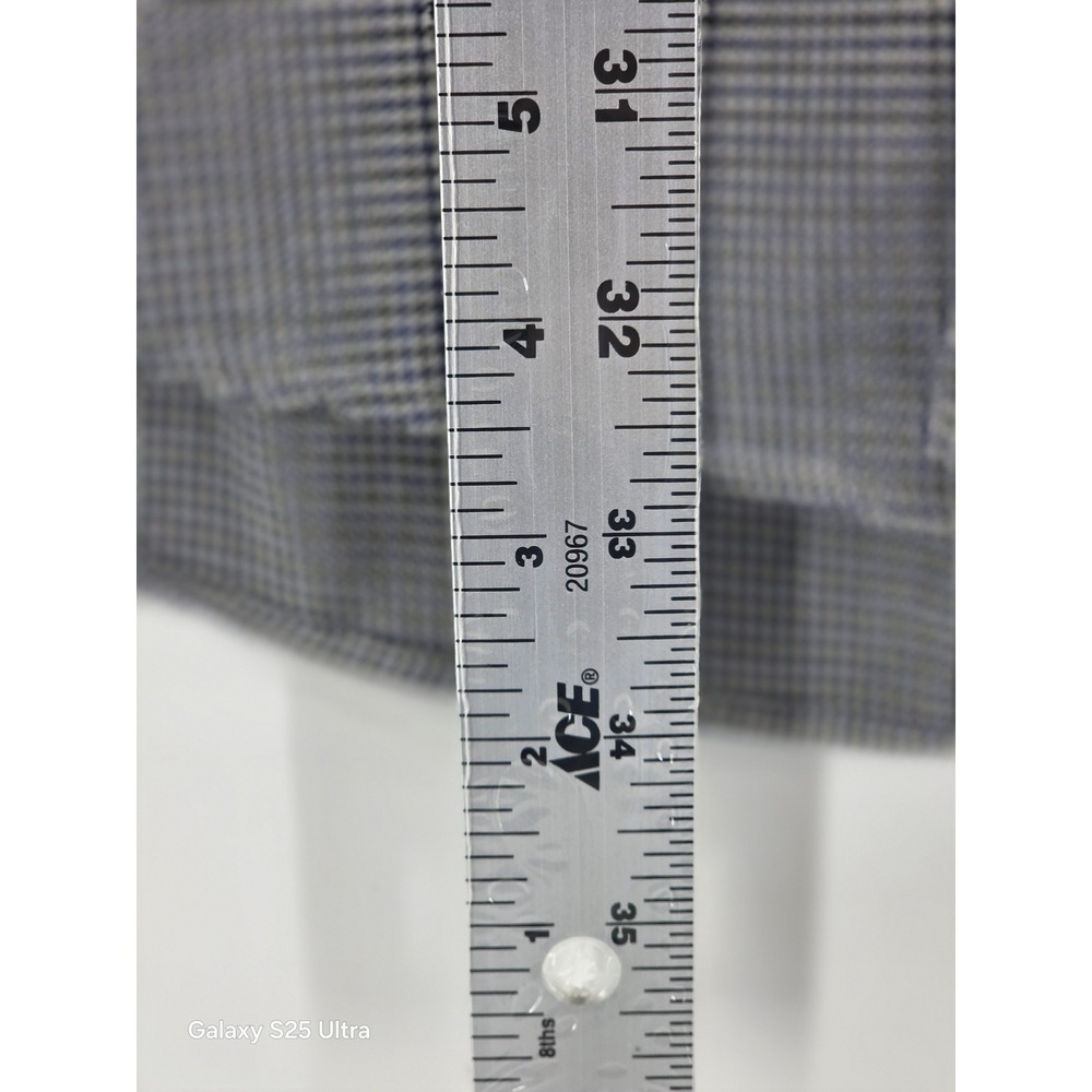 Ralph Lauren Yarmouth Mens 16.5 34/35 Navy Houndstooth Cotton Button Down Shirt - Picture 5 of 7